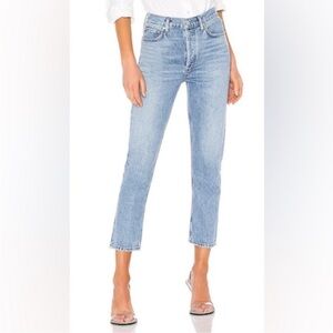 Agolde Riley High Rise Straight Crop Blur Jeans size 30 Medium Wash